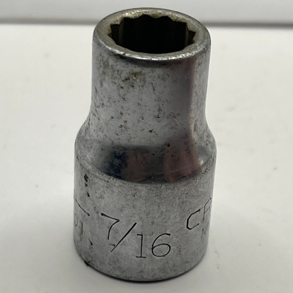 Craftsman 7/16 12 Point Socket 1/2 Drive -VV- 47501 Made in USA Vintage Chrome